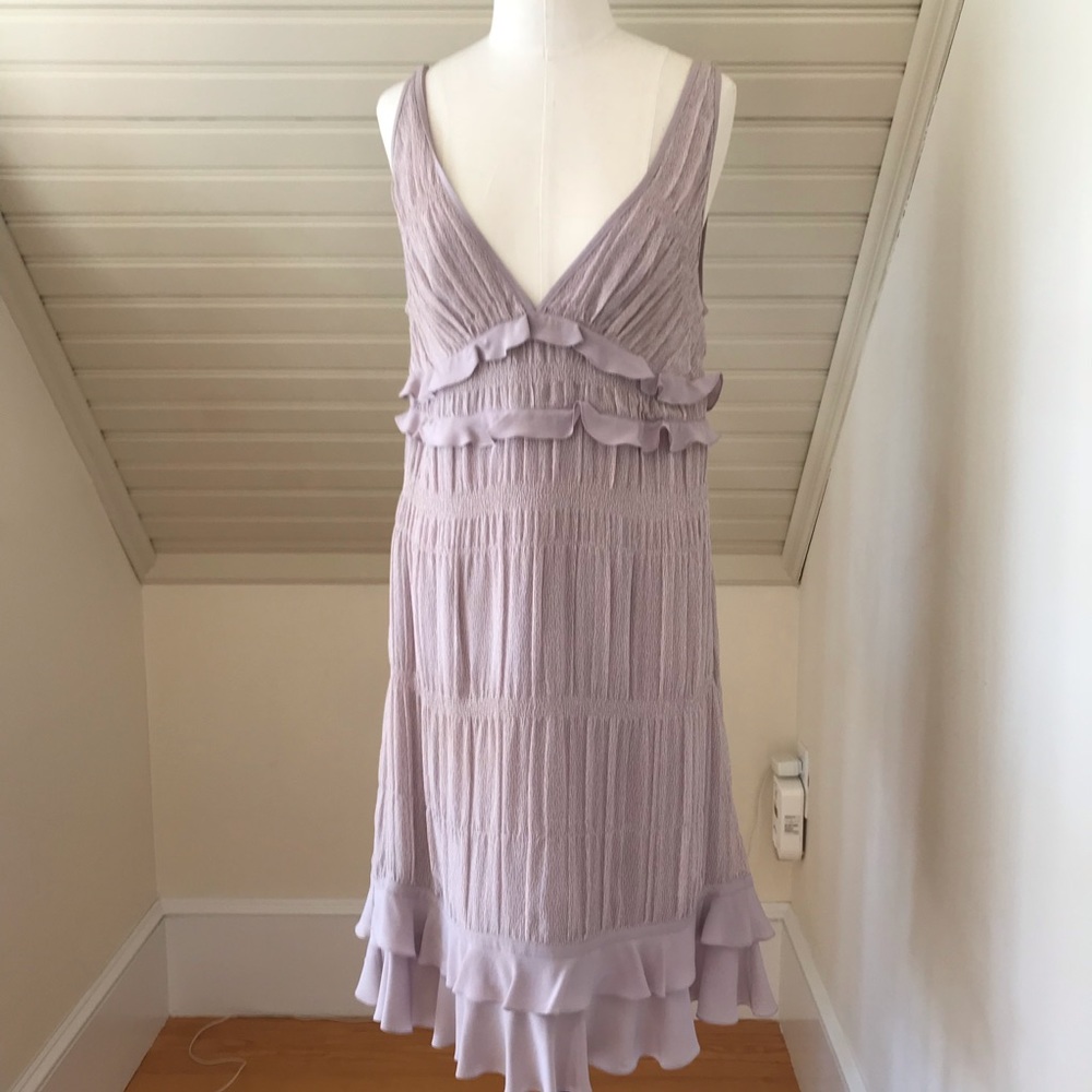 John Varvatos Violet Silk Ruffle Dress size 42